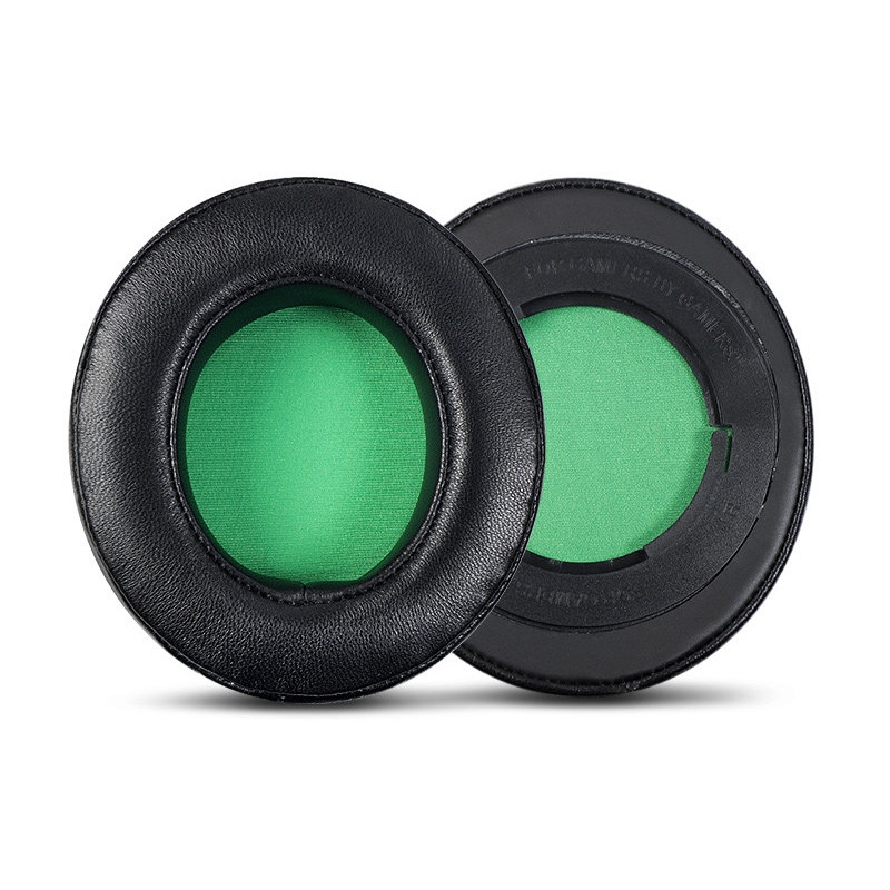 2 PCS Headset Sponge Case For Razer BlackShark V2/V2X/V2SE, Colour: Ellipse Lambskin(Black Paper Green Net) - Shopkiz.com