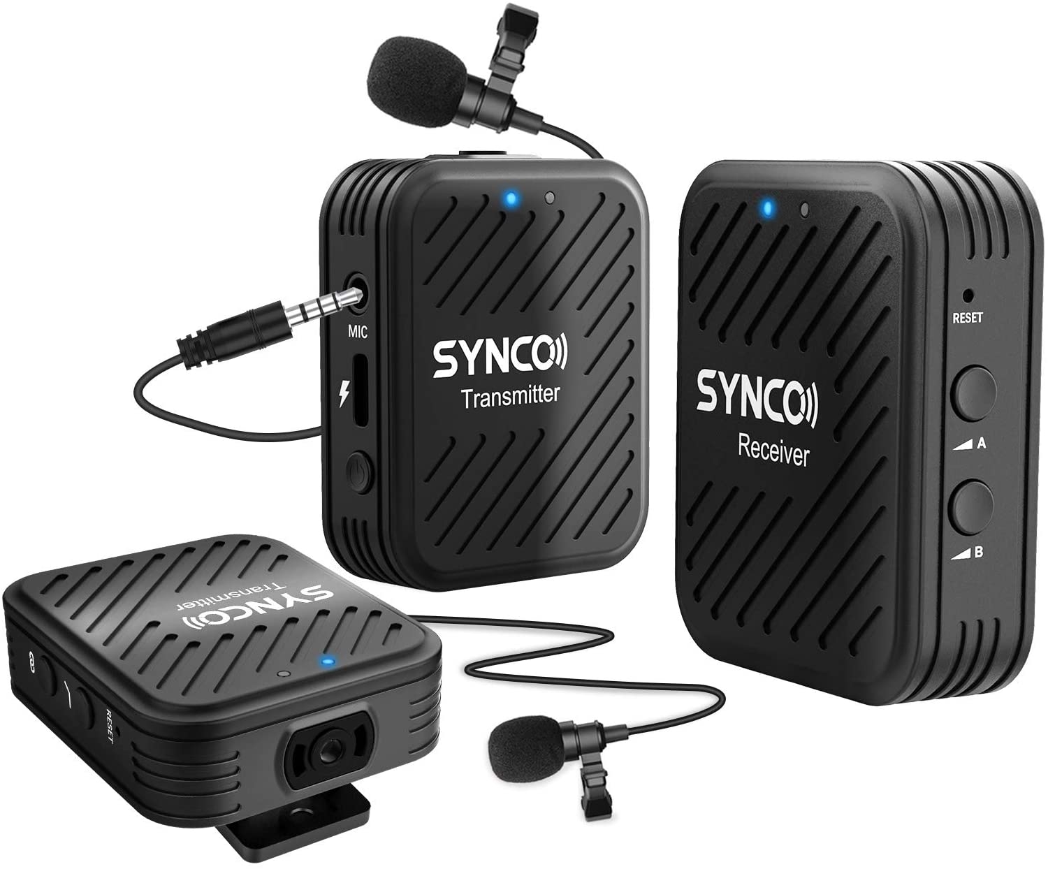 SYNCO Engragal Wireless Microphone System 2.4GHz Interview Lavalier Lapel Mic Receiver Kit For Phones DSLR Tablet Camcorder,Configuration G1 (A2) -