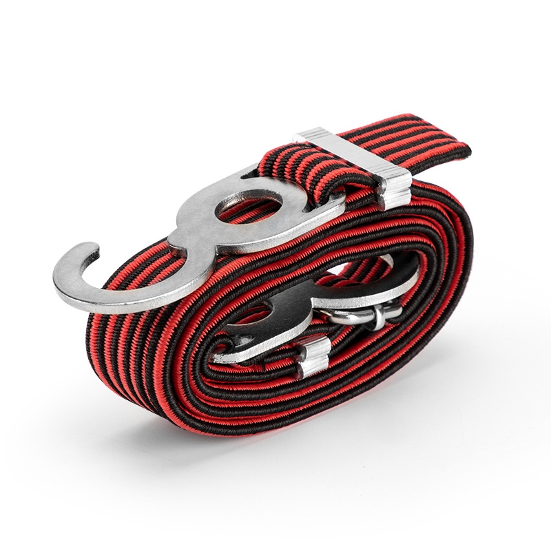 Motorcycle Bicycle Trunk Bundle Tape Pull Goods Straps Elastic Rope Rubber Band Luggage Rope, Colour: 1m (Black Red) - Shopkiz.com