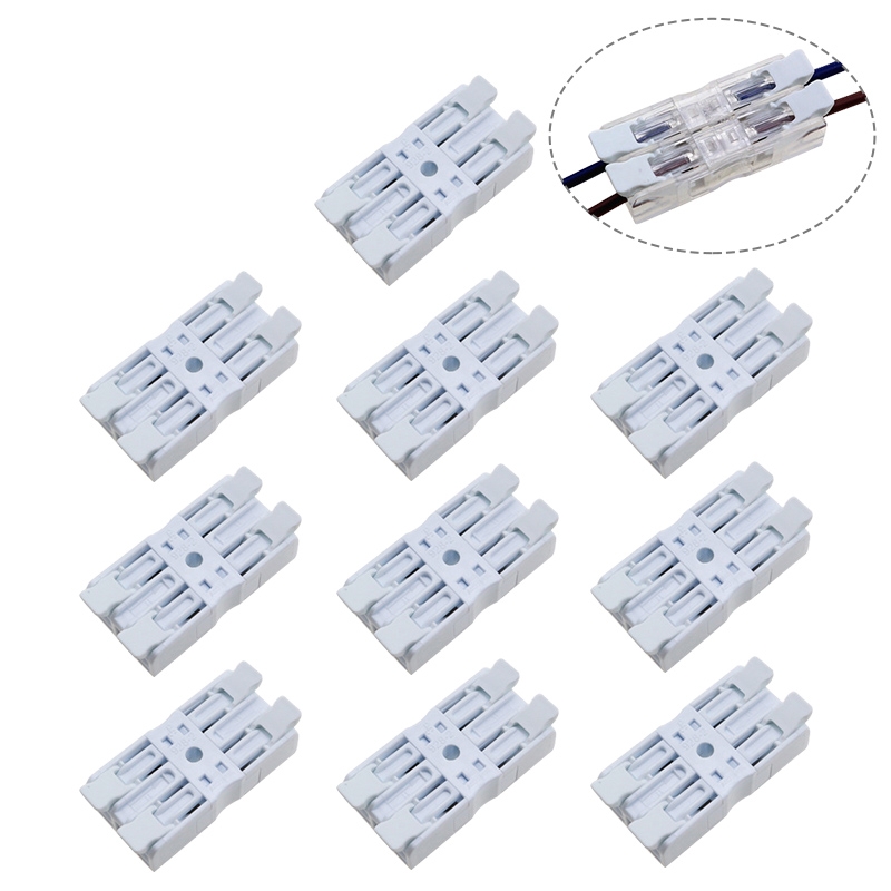 10 PCS Fast Terminal Block 2P Dual Pressing Terminal Connector Spring-Type Un-Lock Screw Connector, Specification: 928-2 White Wide - Shopkiz.com