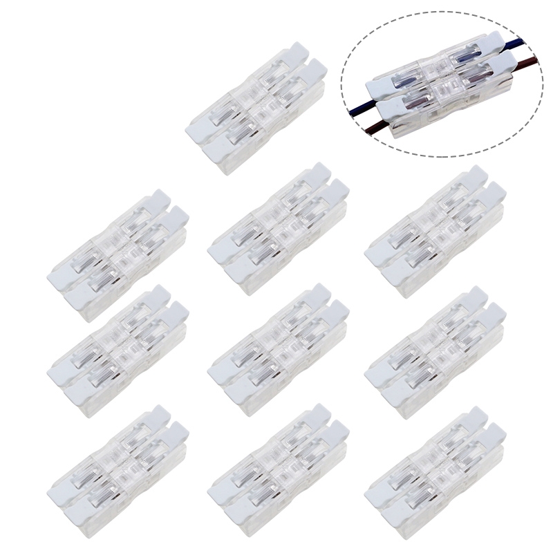 10 PCS Fast Terminal Block 2P Dual Pressing Terminal Connector Spring-Type Un-Lock Screw Connector, Specification: 928-M2 Transparent Narrow -