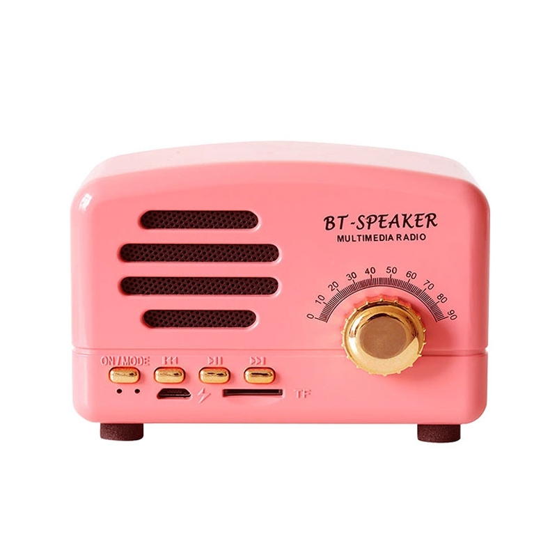 BT01 Retro Bluetooth Wireless Mini Speaker Portable Radio Support TF Card(Pink) - Shopkiz.com