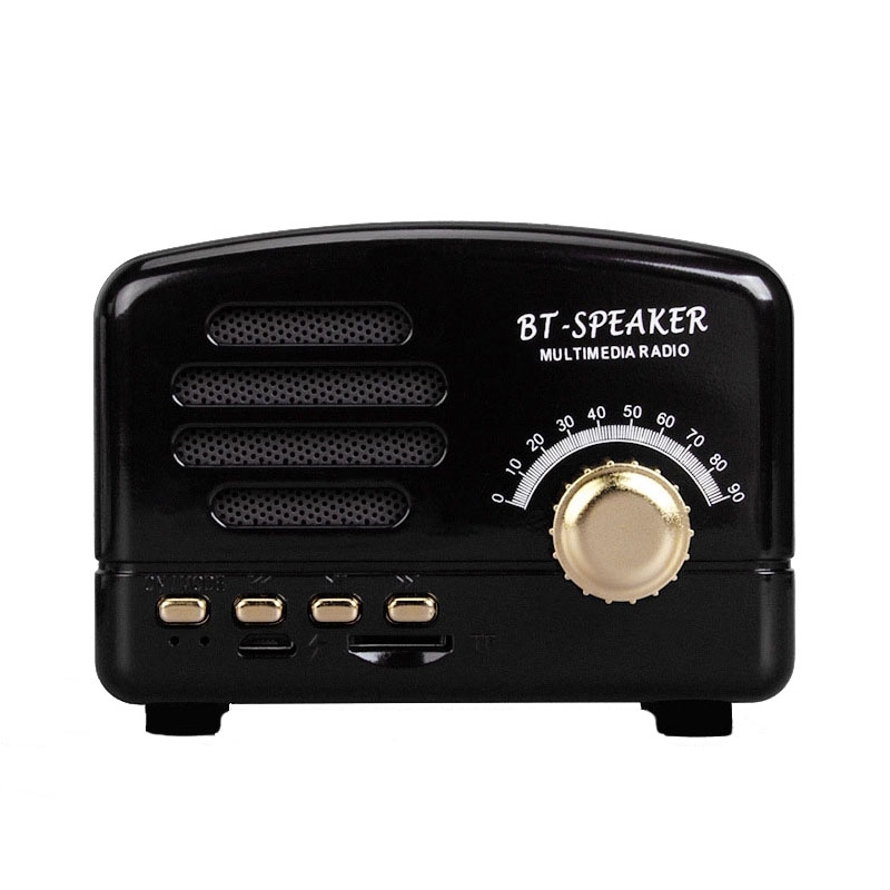 BT01 Retro Bluetooth Wireless Mini Speaker Portable Radio Support TF Card(Black) - Shopkiz.com