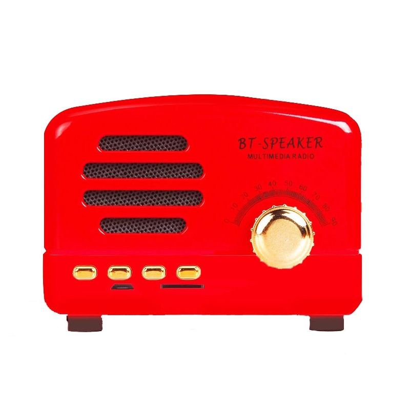 BT01 Retro Bluetooth Wireless Mini Speaker Portable Radio Support TF Card(Red) - Shopkiz.com