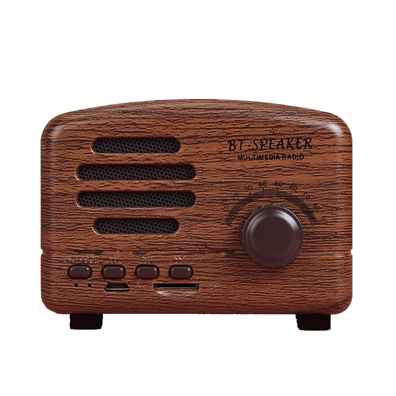 BT01 Retro Bluetooth Wireless Mini Speaker Portable Radio Support TF Card(Wood Grain) - Shopkiz.com