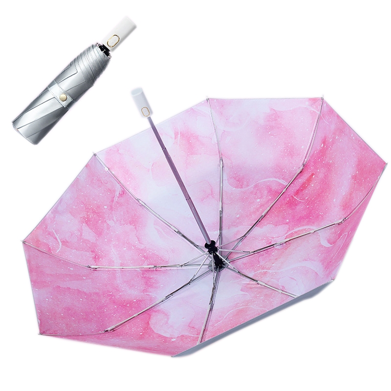 Illustrator Tri-Folding Umbrella Titanium Silver Glue Anti-Ultraviolet Folding Umbrella(Automatic Half Summer) - Shopkiz.com