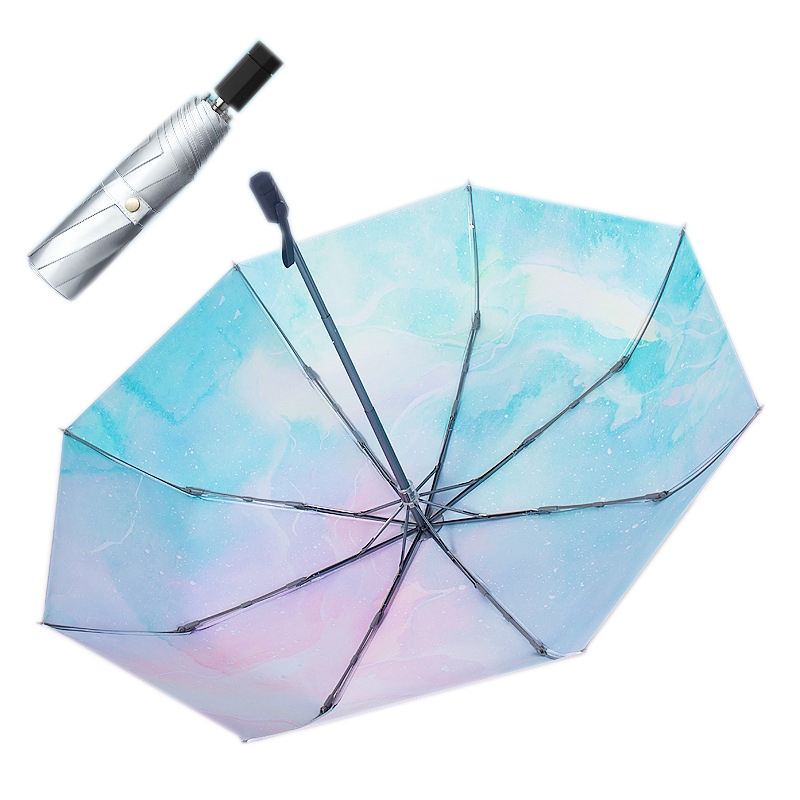 Illustrator Tri-Folding Umbrella Titanium Silver Glue Anti-Ultraviolet Folding Umbrella(Manual Star Dream) - Shopkiz.com