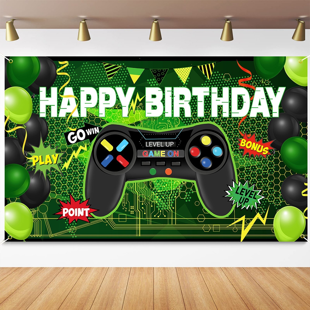 150x90cm Game Console Theme Birthday Background Birthday Party Decoration Banner(2023SRB51) - Shopkiz.com