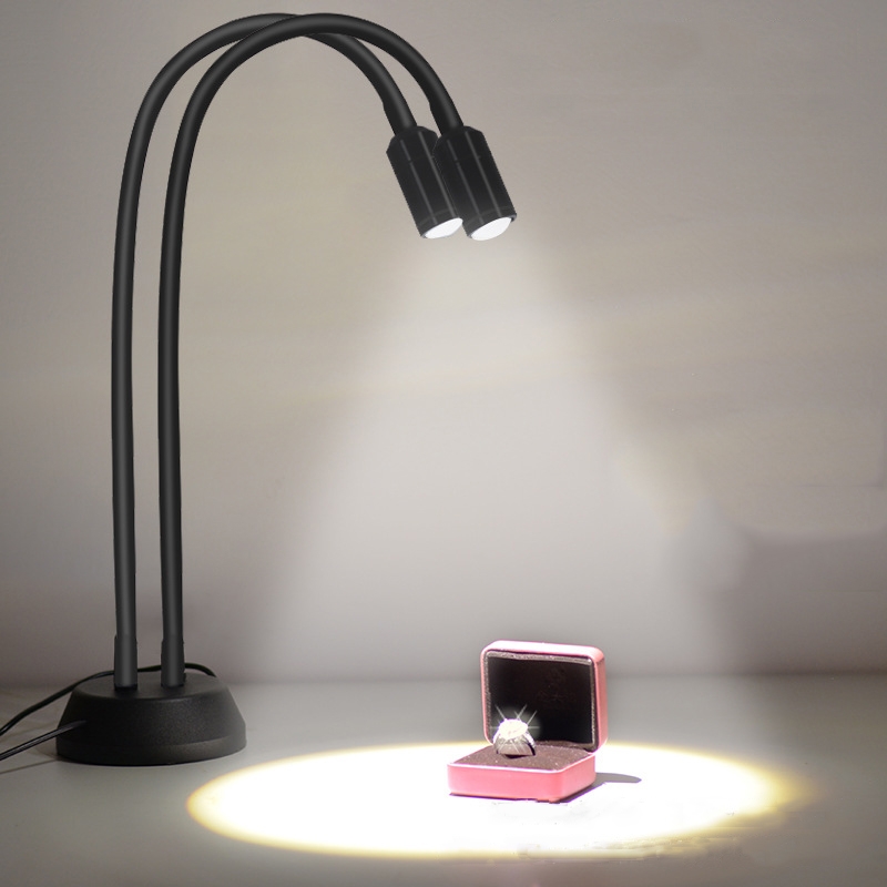 LED Jewelry Photo Spotlights Table Lamps Take Wenwan Diamond Jadeite Jade Live Lights Fill Light Spotlight Can Be Adjusted,Style: Double Head Family