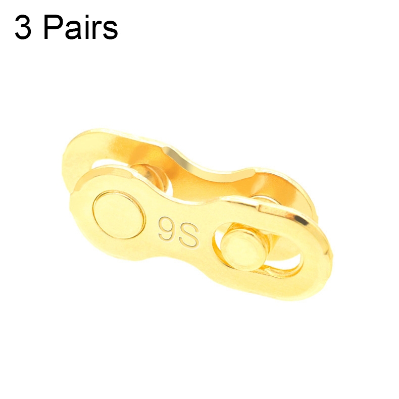 3 Pairs 9 Speed (Gold) ZH405 Mountain Road Bicycle Chain Magic Buckle Chain Quick Release Buckle