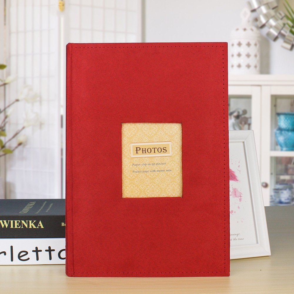 4R 6 Inch 300 Sheets Cloth Photo Album Retro Insert Photo Album Postcard Storage Photo Album(Red) - Shopkiz.com
