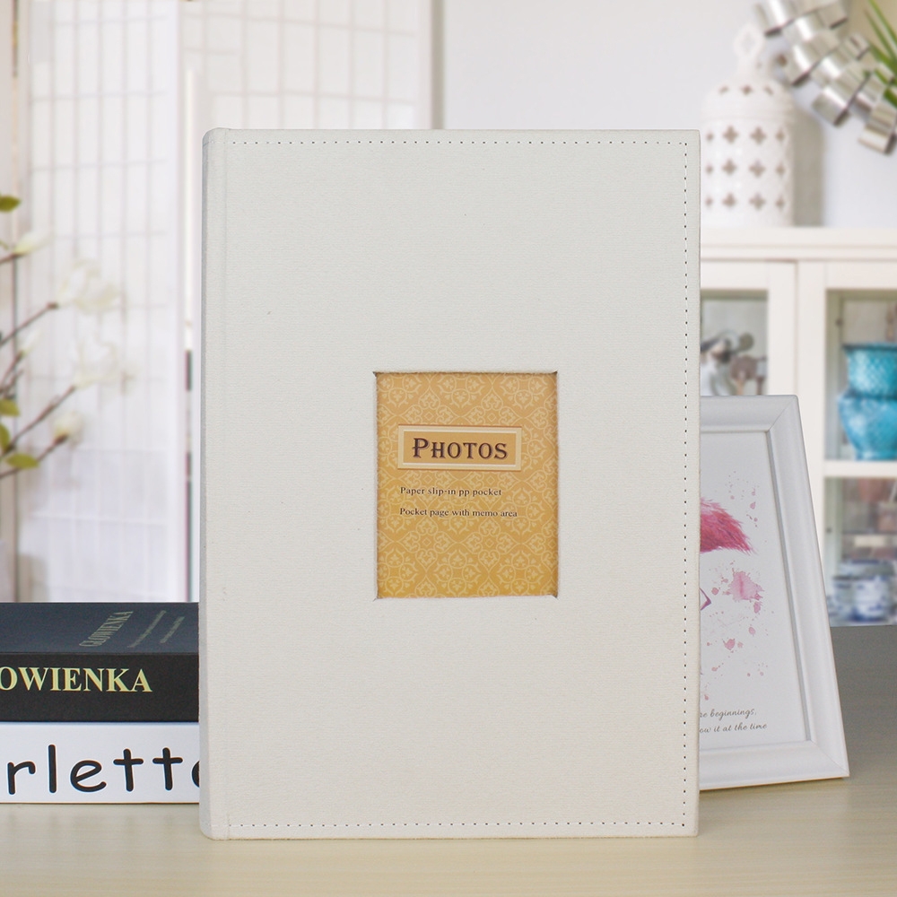 4R 6 Inch 300 Sheets Cloth Photo Album Retro Insert Photo Album Postcard Storage Photo Album(White) - Shopkiz.com