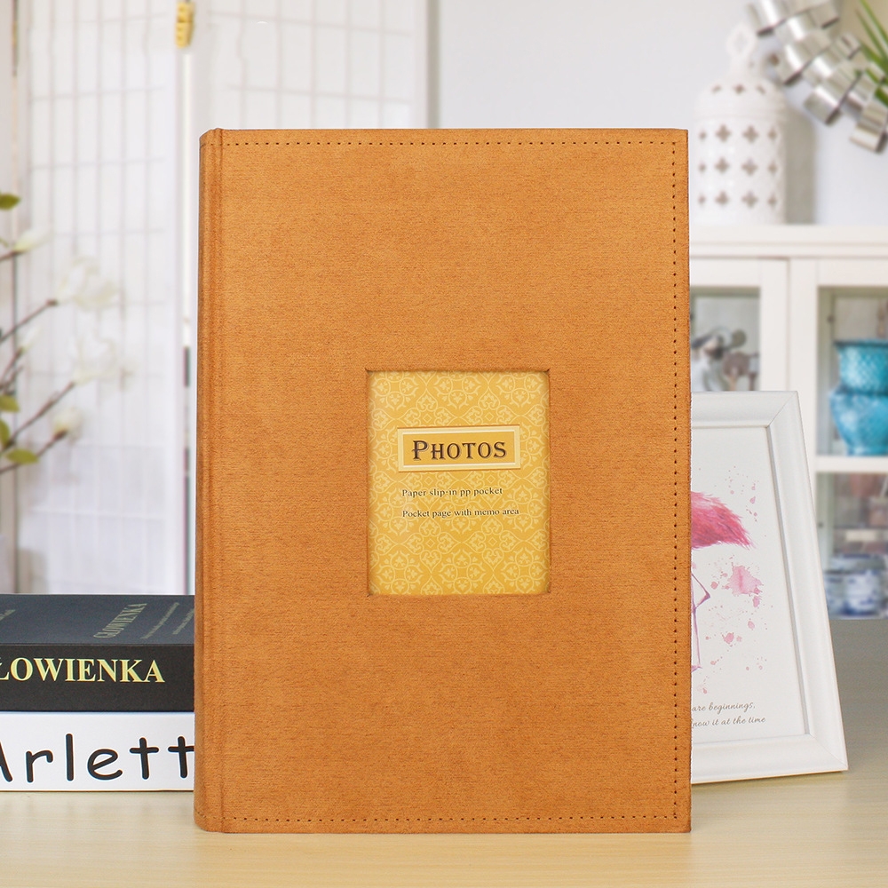 4R 6 Inch 300 Sheets Cloth Photo Album Retro Insert Photo Album Postcard Storage Photo Album(Orange) - Shopkiz.com