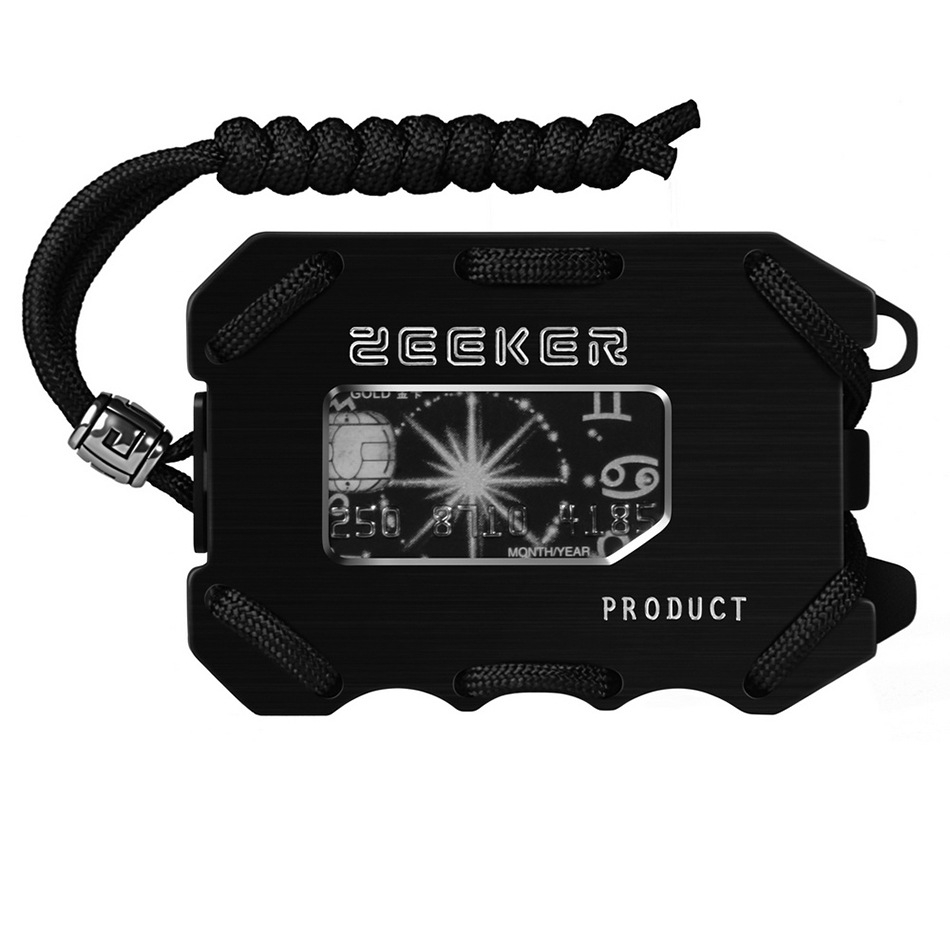 ZEEKER Metal Card Holder RFID Multifunctional EDC Wallet Large Capacity Minimalist Card Holder With Bottle Opener Function, Colour: Black Brushed -