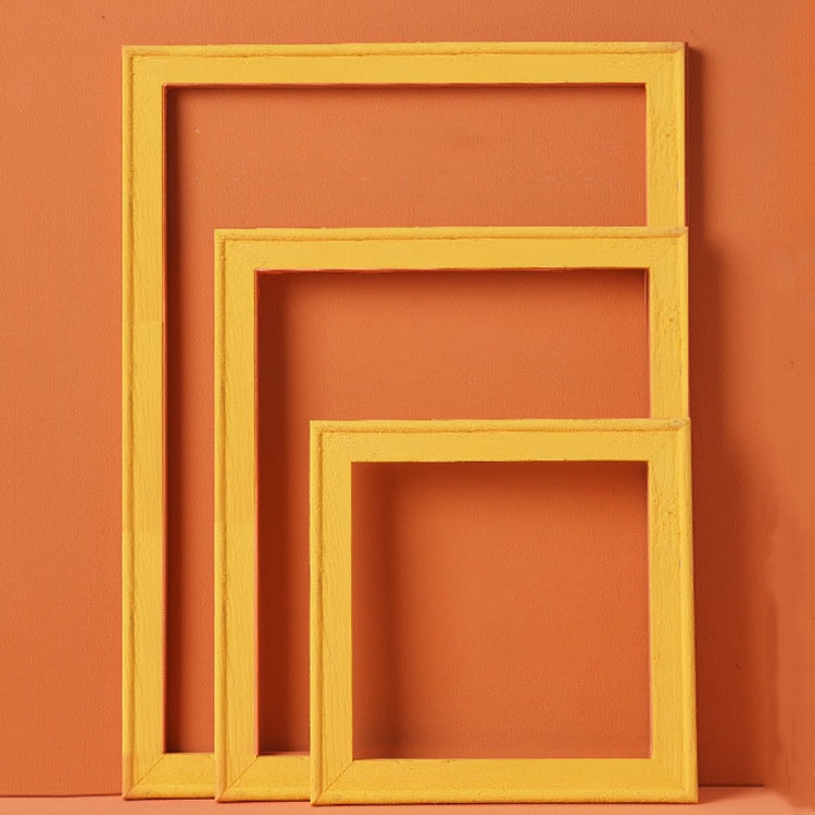 3 in 1 Different Sizes Morandi Color Wooden Photo Frame Series Color Spray Paint Photo Props Photography Background Ornaments(Light Yellow) -