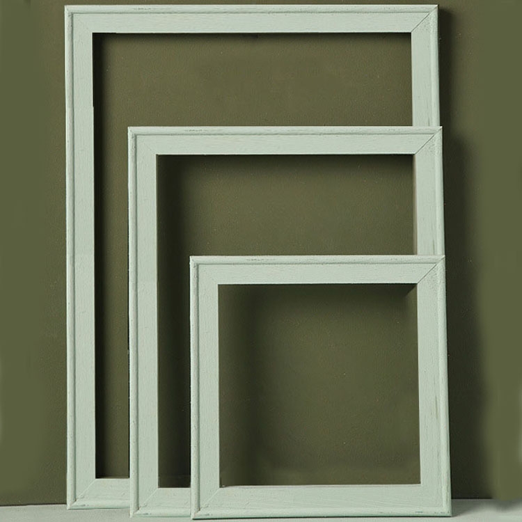 3 in 1 Different Sizes Morandi Color Wooden Photo Frame Series Color Spray Paint Photo Props Photography Background Ornaments(Light Green) -