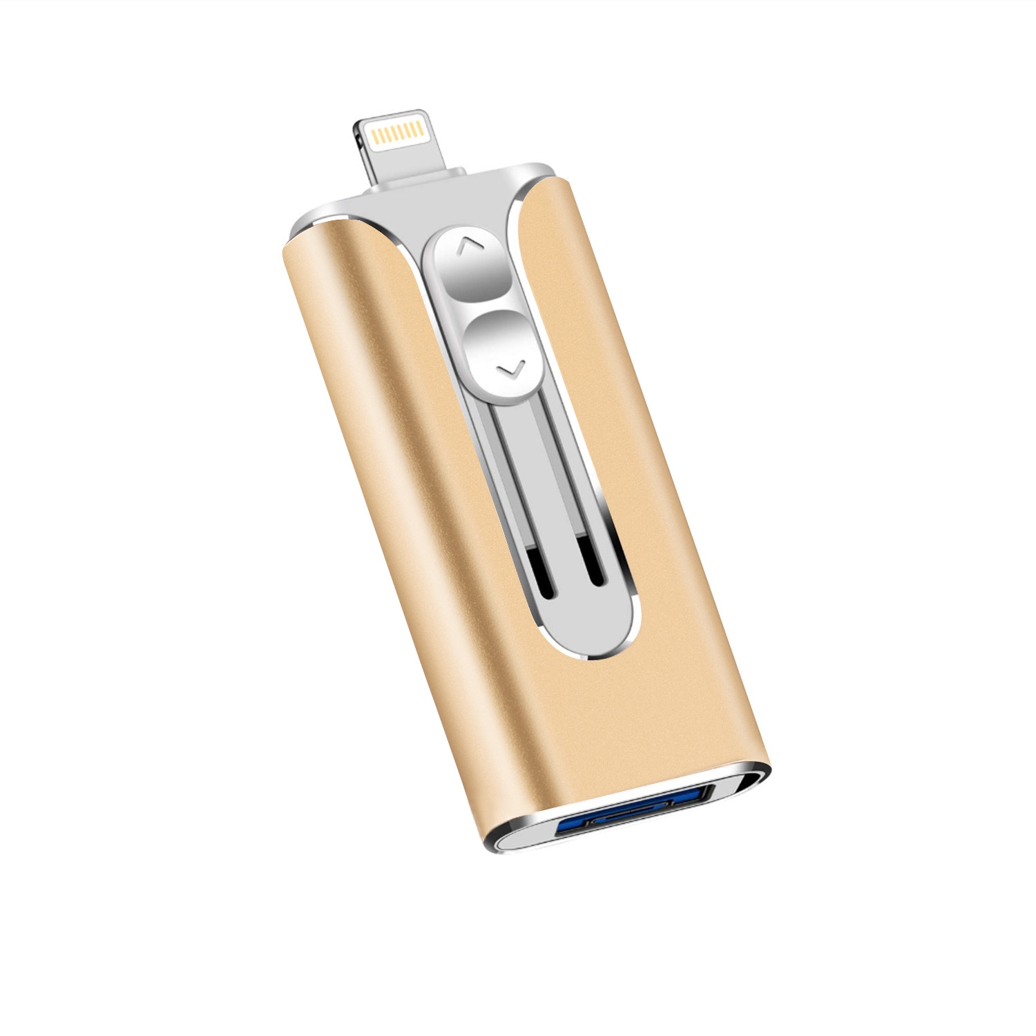 128GB Micro USB + 8 Pin + USB 2.0 3 in 1 Mobile Phone Computer U-Disk(Gold) - Shopkiz.com