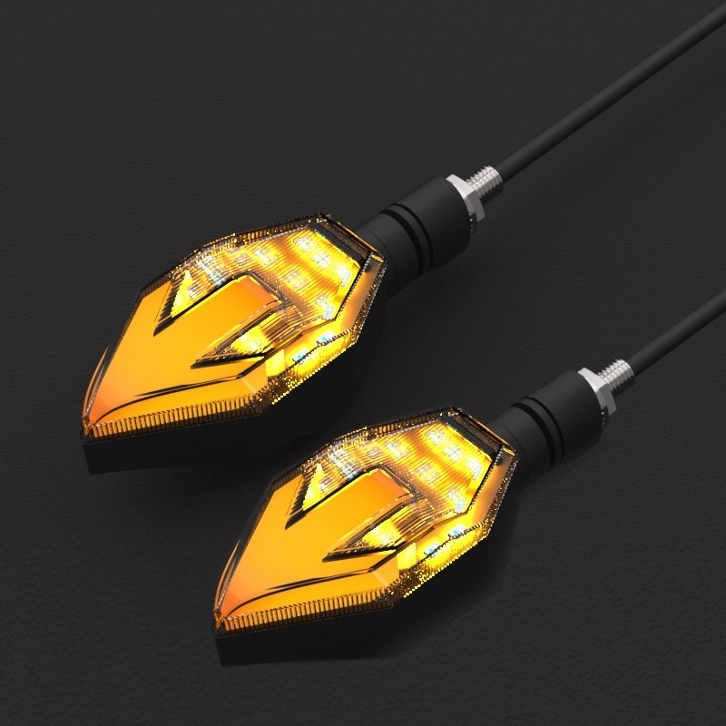 1 Pair LED Motorcycle Arrow Double Color Turn Signal 12V Glare Warning Light(Yellow) - Shopkiz.com
