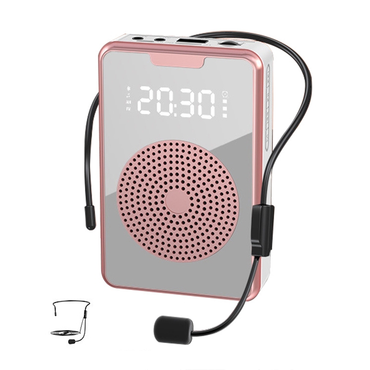 ZXL-H3 Portable Teaching Microphone Amplifier with Time Display, Spec: Wired Version (Rose Gold) - Shopkiz.com