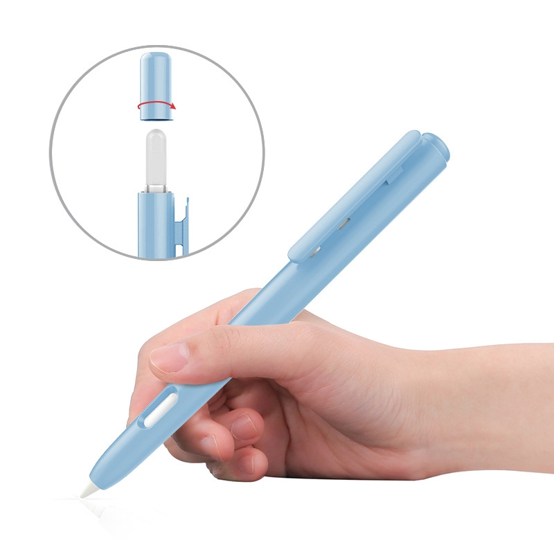 Double-Click Automatic Retractable Stylus Pen Case For Apple Pencil 2(Blue) - Shopkiz.com