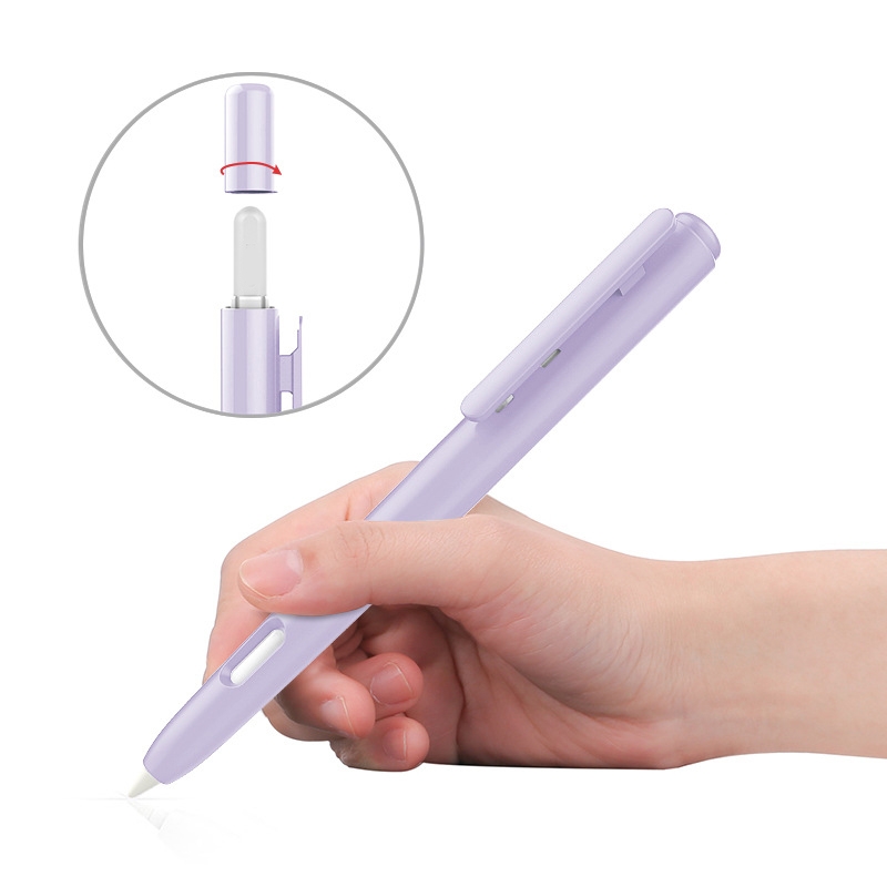 Double-Click Automatic Retractable Stylus Pen Case For Apple Pencil 2( Purple) - Shopkiz.com
