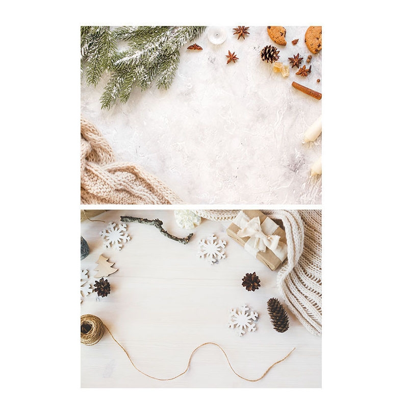57x42cm Double-Sided 3D Stereo Shooting Background Cloth(J Snowflake Pine Fruit)