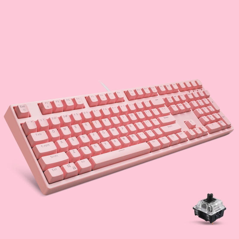 87/108 Keys Gaming Mechanical Keyboard, Colour: FY108 Pink Shell Pink Cap Black Shaft - Shopkiz.com