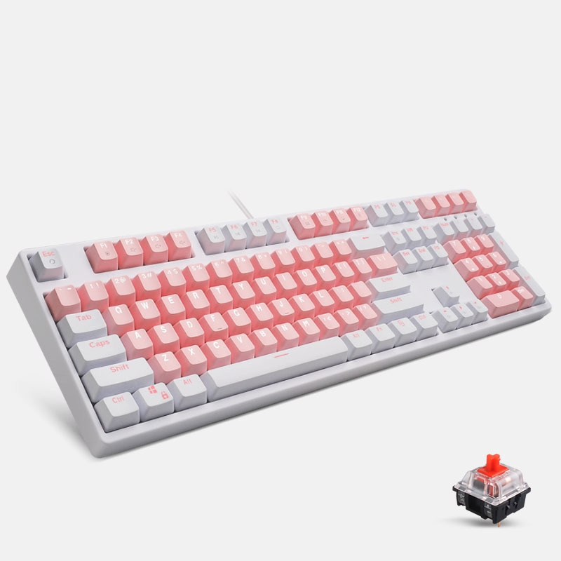 87/108 Keys Gaming Mechanical Keyboard, Colour: FY108 White Shell Red Shaft - Shopkiz.com