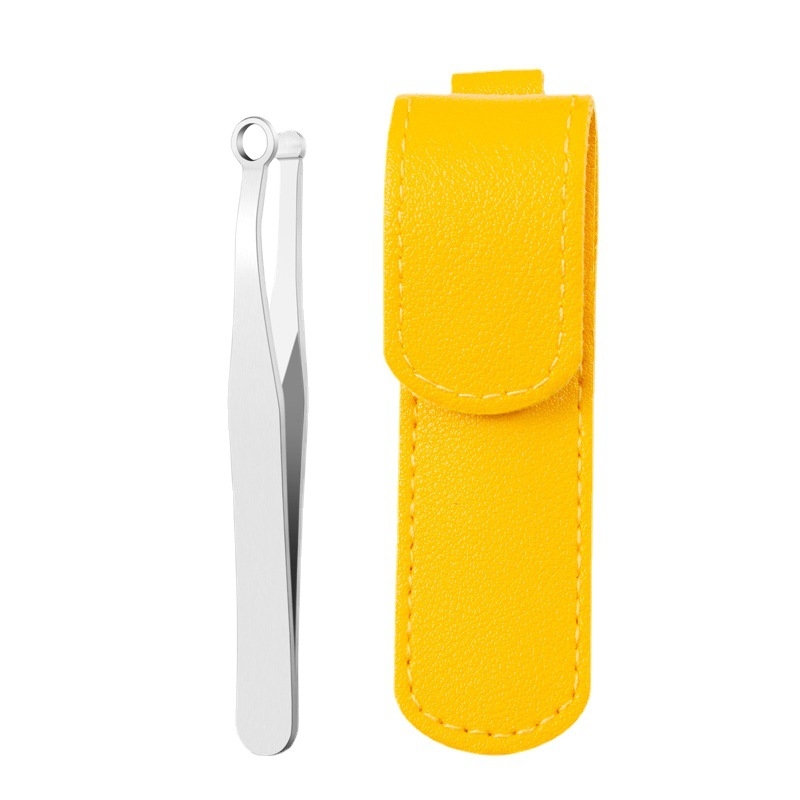 2 PCS Stainless Steel Nose Hair Clip Round Ring Nose Hair Trimmer, Specification: Nose Hair Clip+Yellow Case - Shopkiz.com