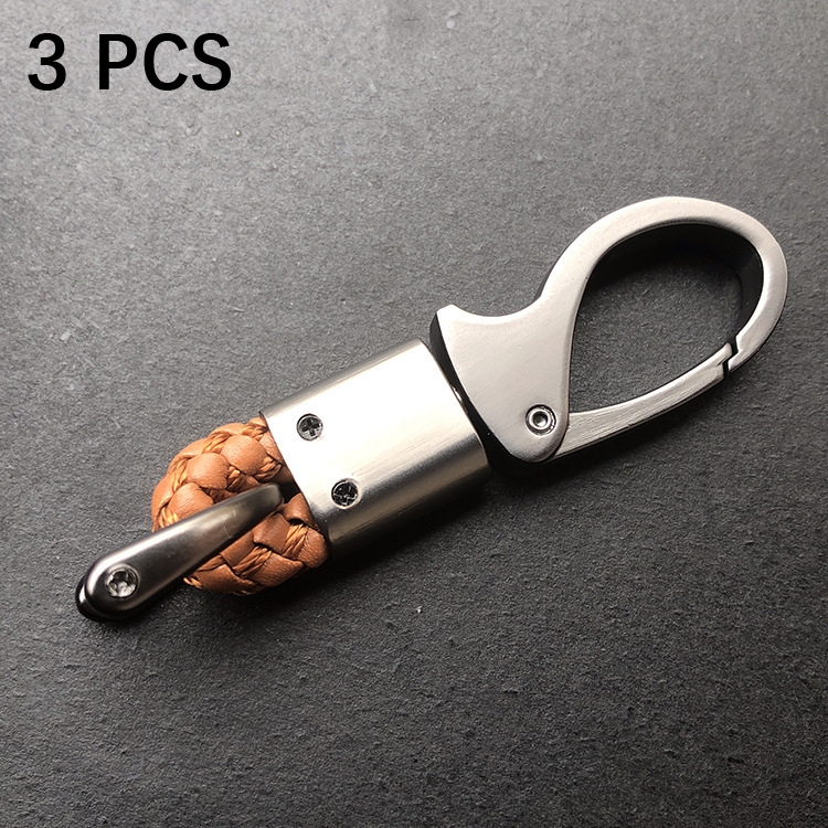 3 PCS Metal Keychain Hand-woven Rope Horseshoe Buckle(Brown Rope) - Shopkiz.com
