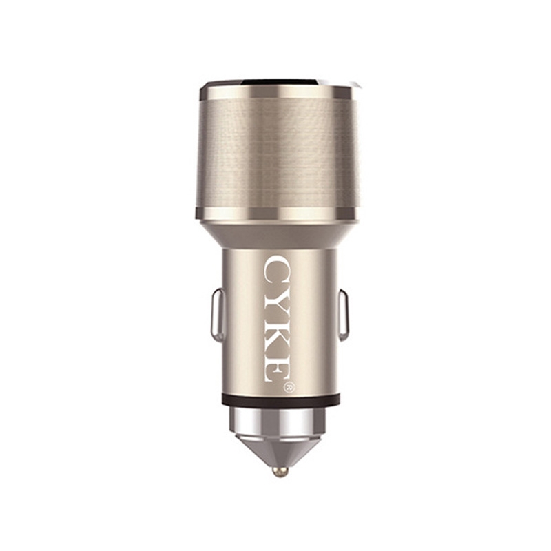 CYKE C11 QC3.0 Aluminum Alloy Dual USB Car Fast Charger(Tyrant Gold) - Shopkiz.com