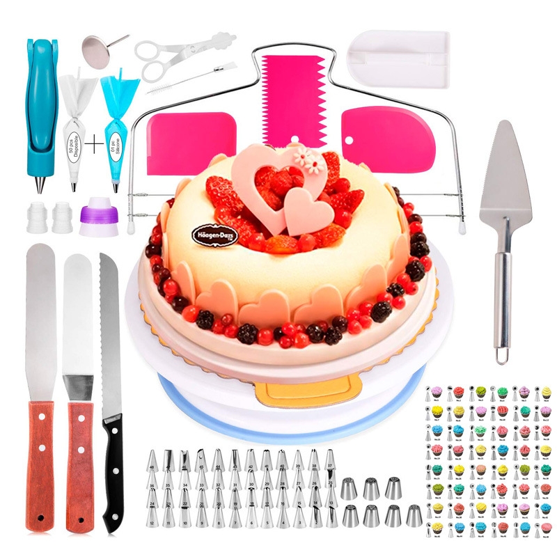 124-in-1 Cake Turntable Piping Nozzle Piping Bag Baking Tool Set - Shopkiz.com