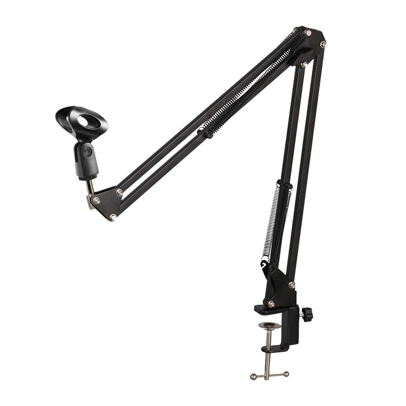 NB35 Microphone Metal Folding Telescopic Cantilever Stand, Spec: Black+Metal+U-shaped Clip - Shopkiz.com