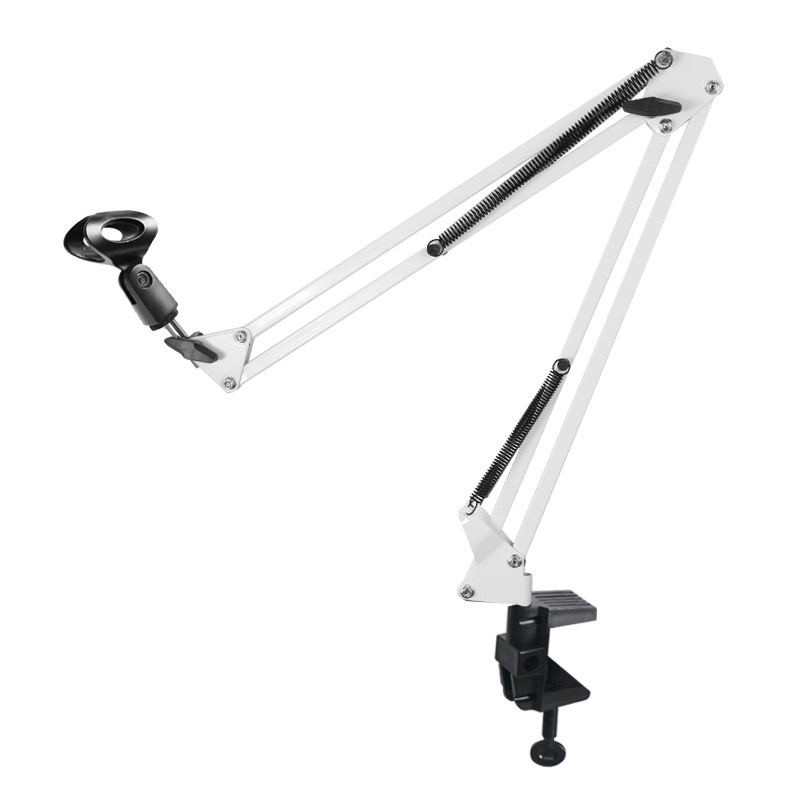 NB35 Microphone Metal Folding Telescopic Cantilever Stand, Spec: White+Buckle+U-shaped Clip - Shopkiz.com