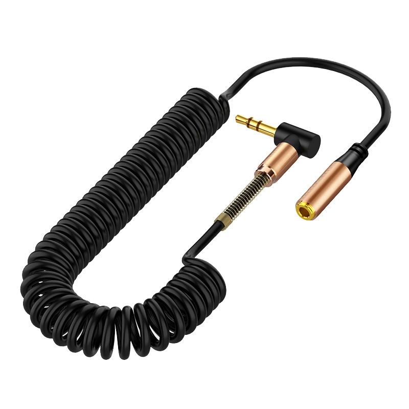 3.5mm Male To Female Spring AUX Extension Cable Speaker Audio Cable, Cable Length: 1.5m(Black) - Shopkiz.com