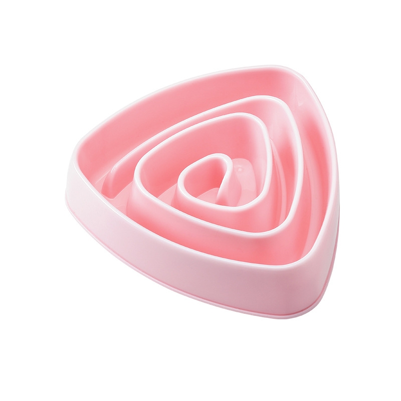 Pet Plastic Triangle Anti-Choke Bowl Non-slip Slow Food Dog Bowl(Small Pink) - Shopkiz.com