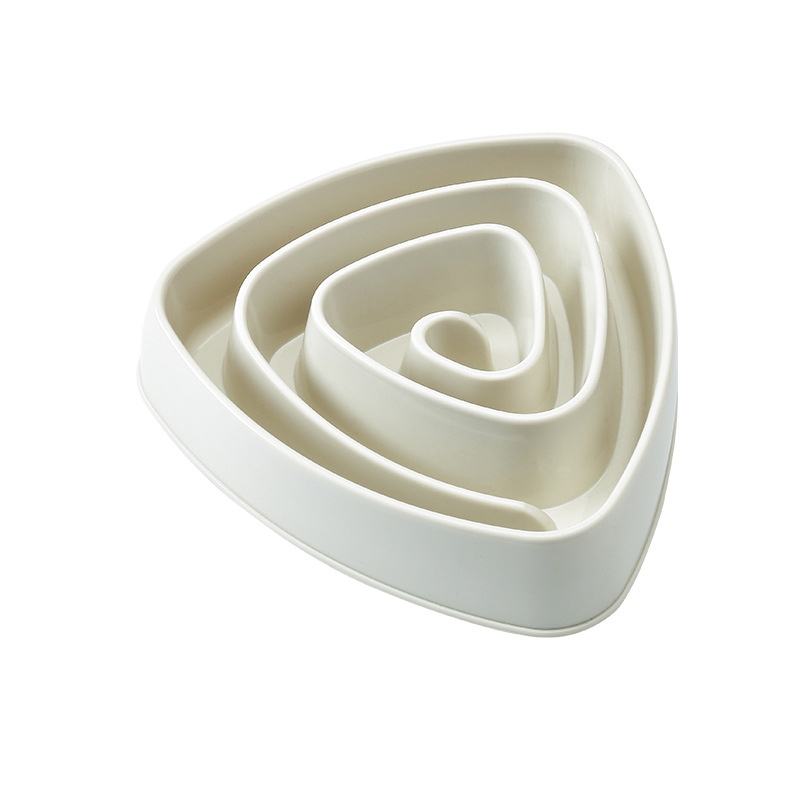 Pet Plastic Triangle Anti-Choke Bowl Non-slip Slow Food Dog Bowl(Small Beige) - Shopkiz.com