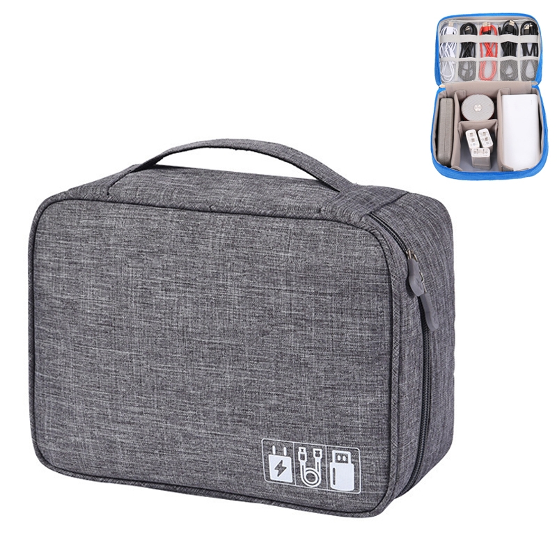 Multifunctional Cationic Digital U Disk Data Cable Storage Bag(Grey) - Shopkiz.com