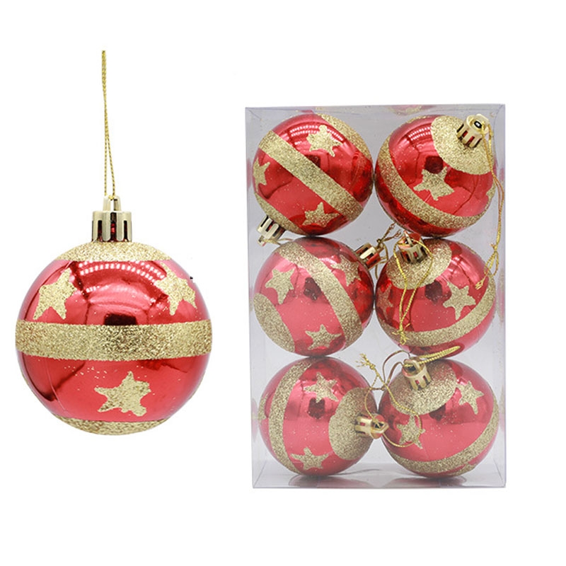 6pcs/pack 6cm Painted Christmas Ball Decoration Props(Pentagram) - Shopkiz.com