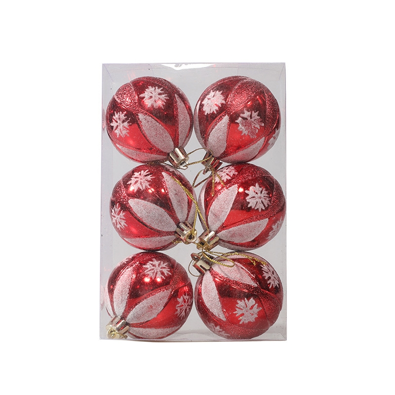 6pcs/pack 6cm Painted Christmas Ball Decoration Props(Petal Snowflake) - Shopkiz.com