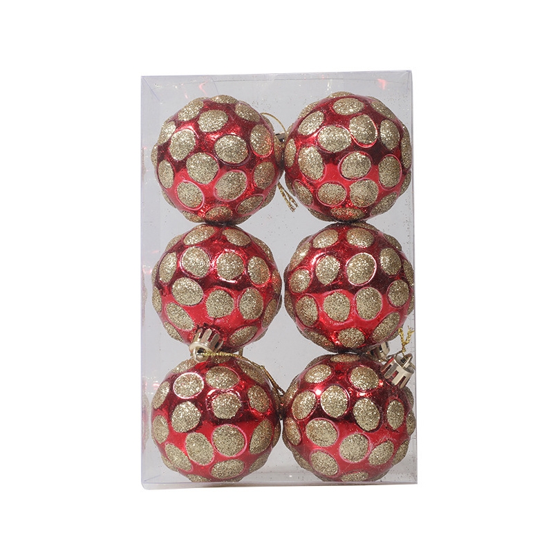 6pcs/pack 6cm Painted Christmas Ball Decoration Props(Red Golden Honeycomb) - Shopkiz.com