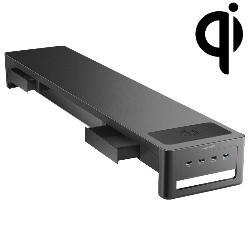 Vaydeer Multifunctional Desktop Widening Monitor Rack, Spec: Drawer Type (Wireless Charger) - Shopkiz.com