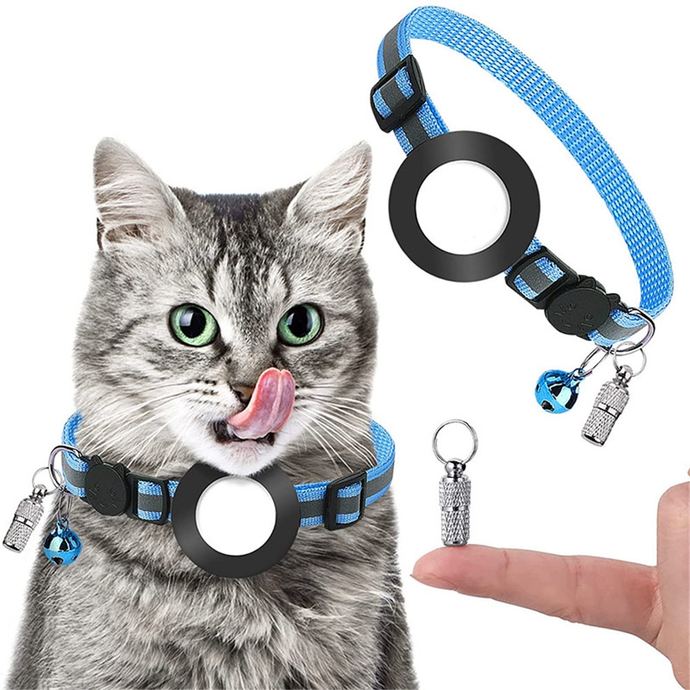 Pet Anti Lost Address Pendant Collar with Bell for AirTag 2nd Gen / AirTag 1st Gen (Blue) - Shopkiz.com