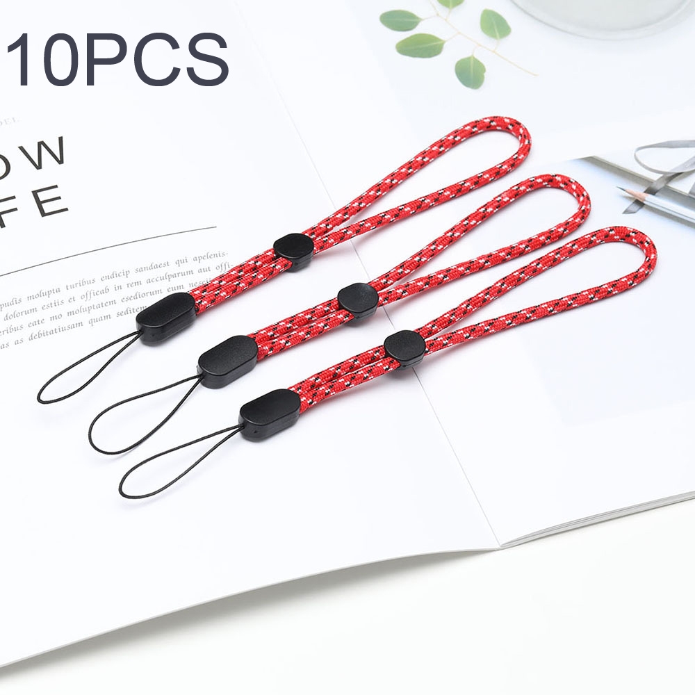 10 PCS Adjustable Mobile Phone Lanyard Short Type Lanyard Wrist Anti-lost Lanyard(Jacquard Red) - Shopkiz.com