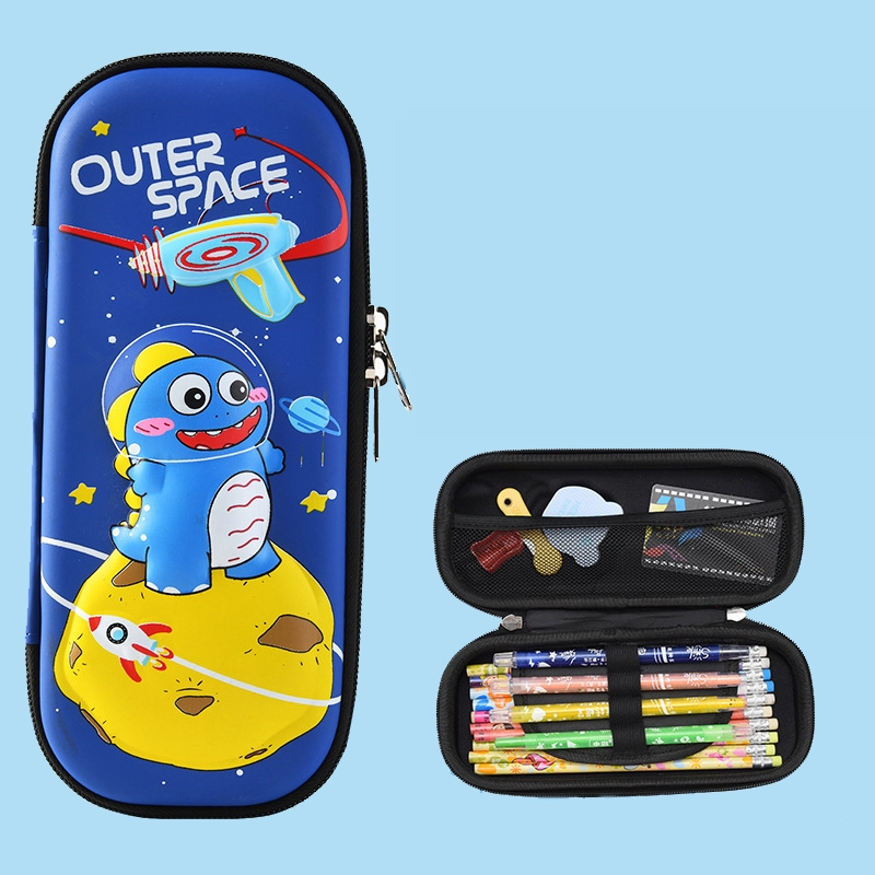Uime EVA 3D Multi-compartment Pencil Case Stationery Box Children School Supplies(Happy Planet Dragon)