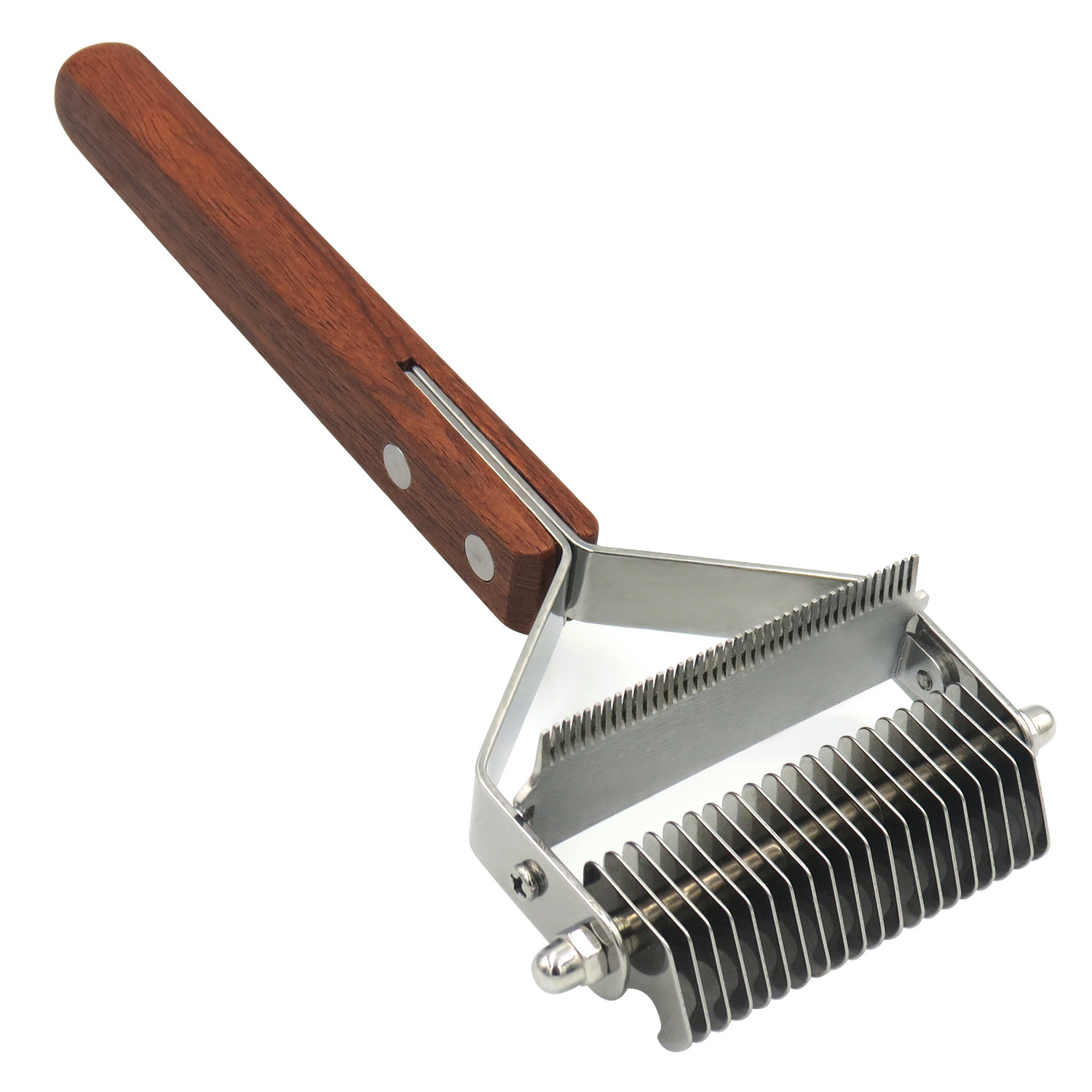 Pet Wooden Handle Dual-purpose Stainless Steel Comb Pet Hair Removal Comb(DS-Y075) - Shopkiz.com