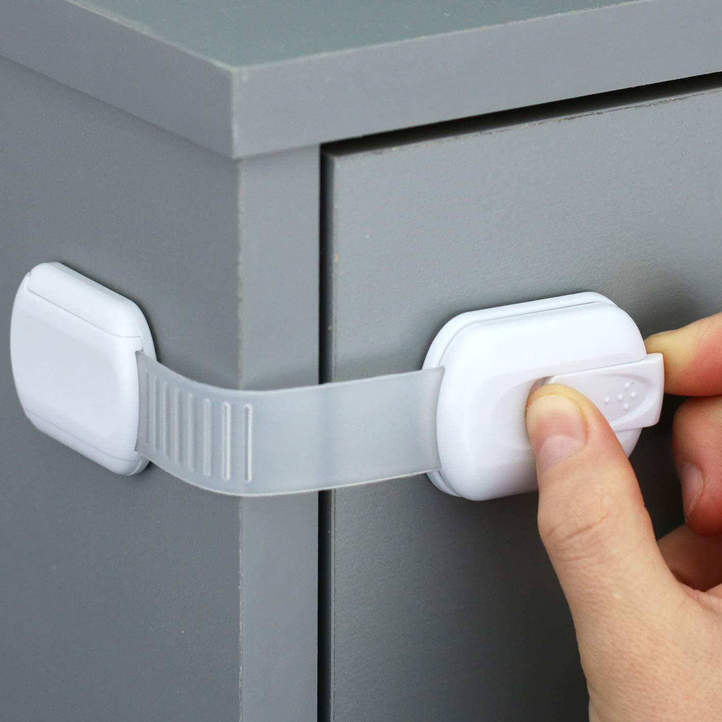 Slide Adjust Baby Safety Lock Refrigerator Drawer Lock(White) - Shopkiz.com