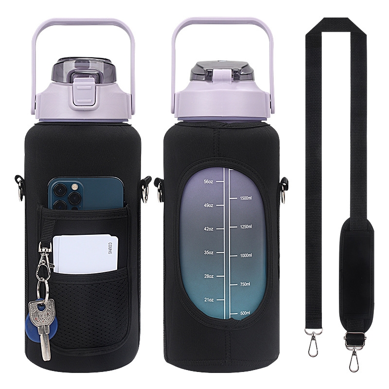 2L Diving Material Water Bottle Cover Case with Strap(Black Metal Buckle) - Shopkiz.com