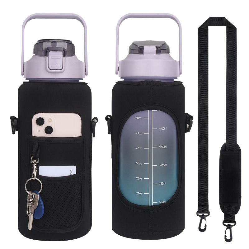 2L Diving Material Water Bottle Cover Case with Strap(Black Glue Buckle) - Shopkiz.com