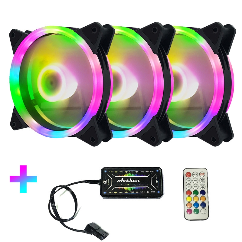 Computer CPU RGB luminous Radiator 3 Fans+Remote Control - Shopkiz.com